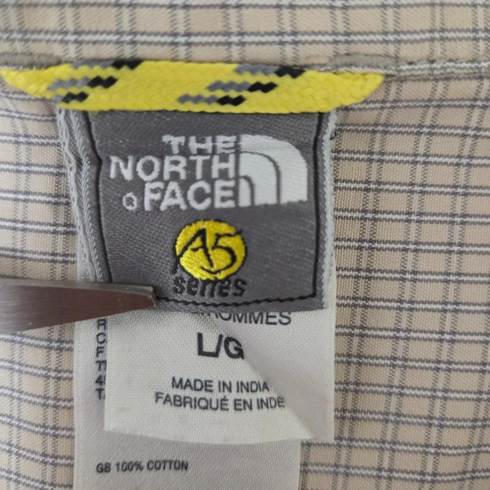 The North Face A5 Series Men Large Tan Plaid Button Down‎ Short Sleeve Shirt L